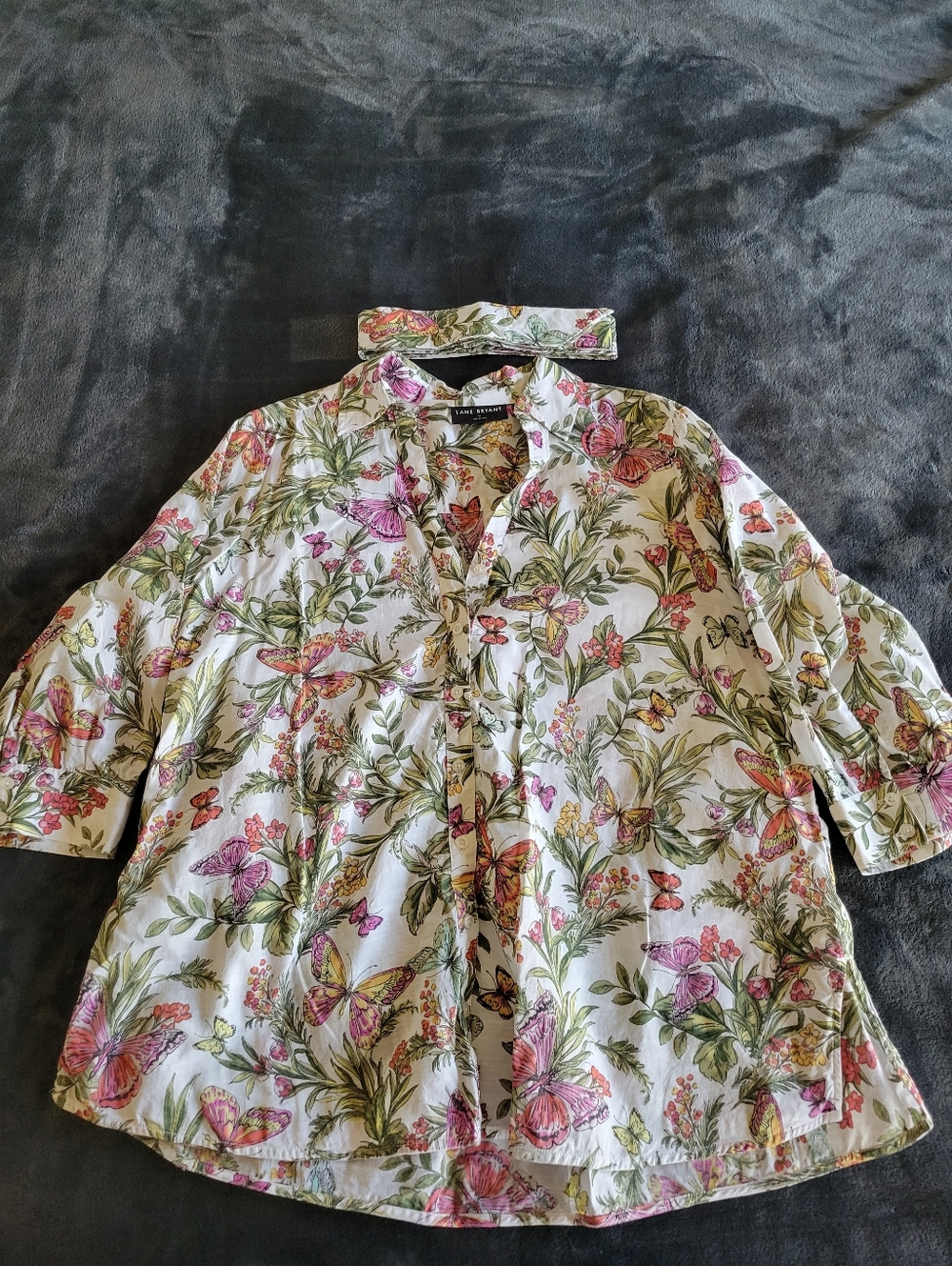 Lane Bryant Butterfly Button-Down With Belt